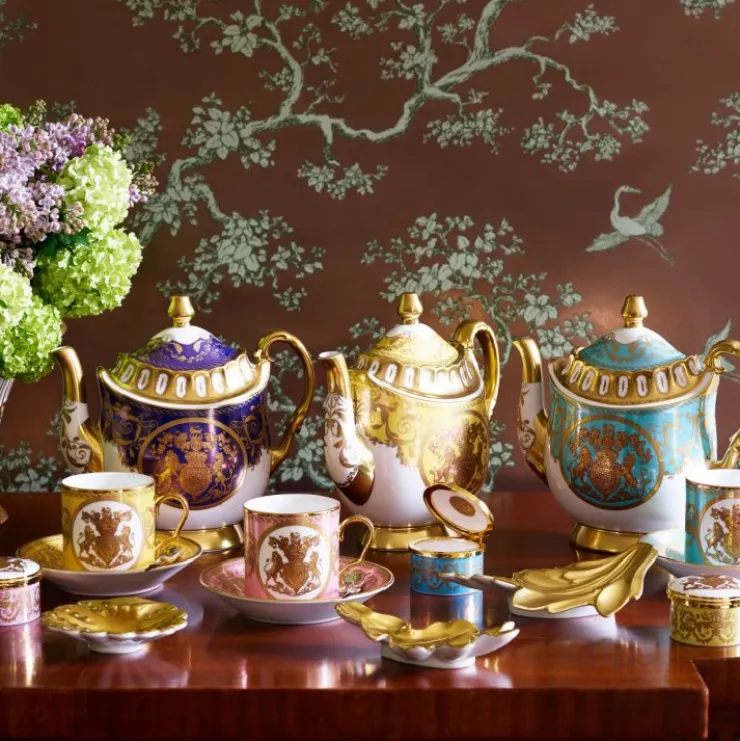 Special Edition Lustre Turquoise And Yellow Coffee Cup And Saucer*Royal Collection Shop Outlet